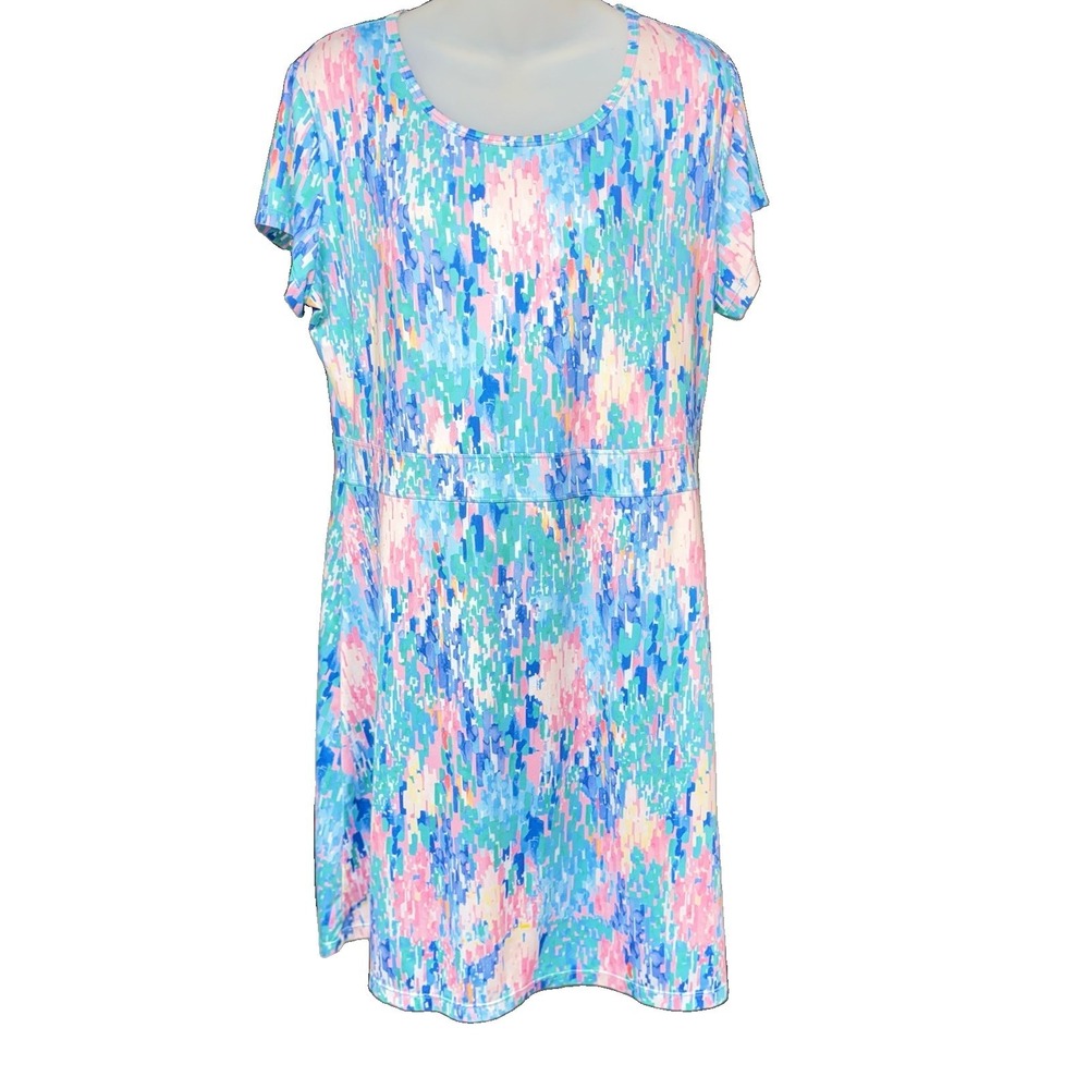 Reel Legends Size L Keep-It-Cool Open Back Cap Sleeve Dress Beach Coastal #961